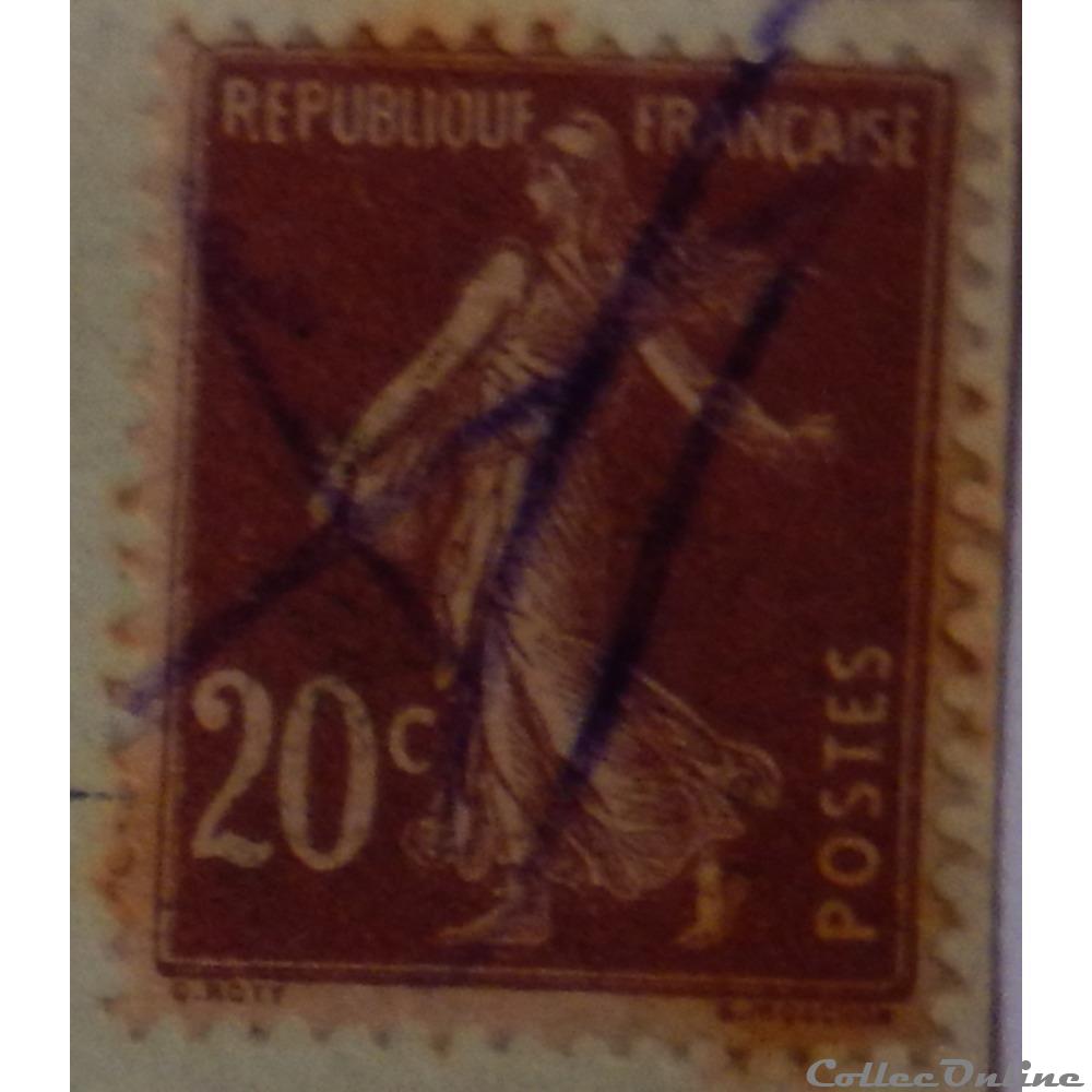 timbre france 00139 semeuse camee 20c brun rouge de 1907