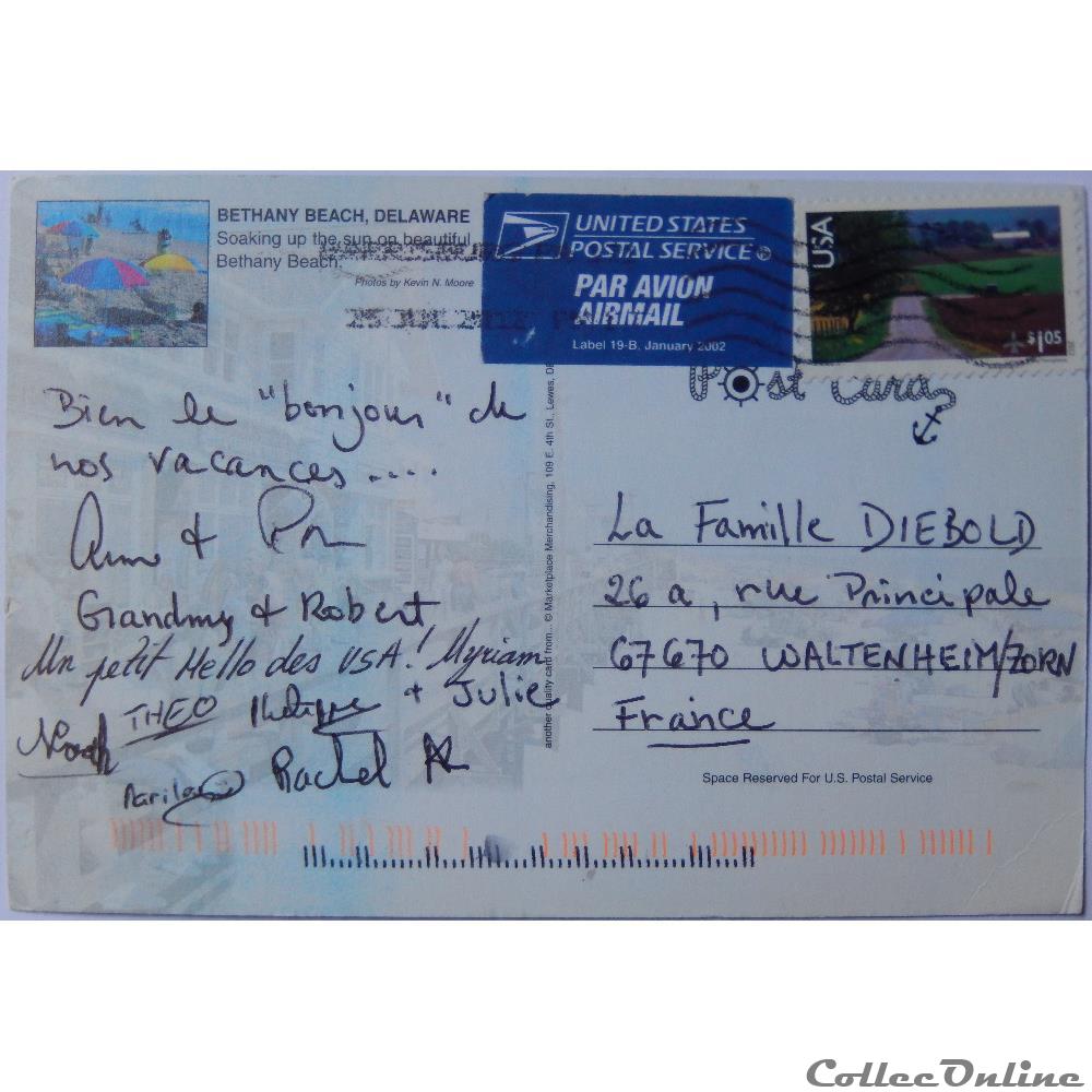 carte postale amerique bretagne cp des etats unis delaware bethany beach
