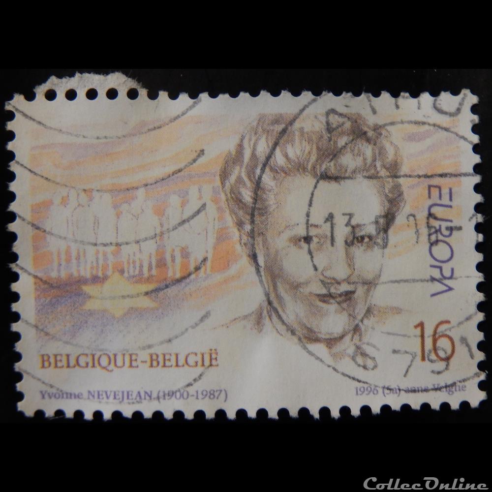 Belgique 02637 Yvonne Nevejean 16F de 1996 timbre europe belgique 02637 yvonne nevejean 16f de 1996