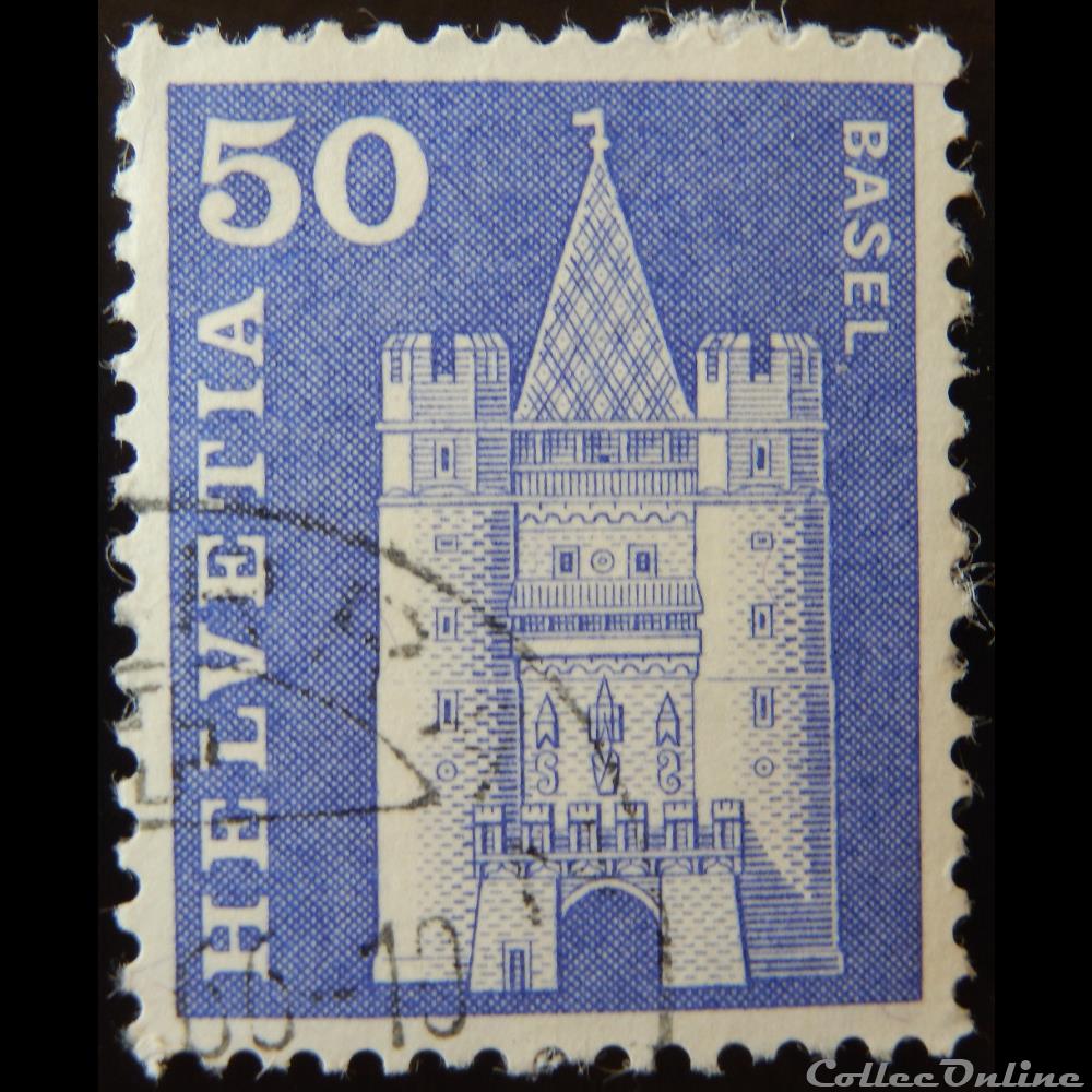 Suisse 00651 Porte Spalen de Bâle 50cts de 1960 2 timbre europe suisse 00651 porte spalen de bale 50cts de 1960