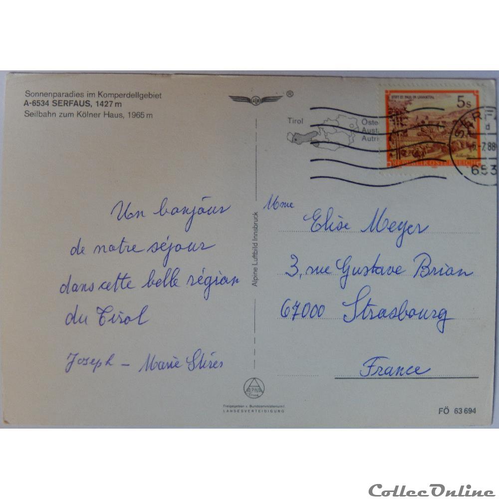 CP d'Autriche, Tirol, Serfaus carte postale europe languedoc roussillon cp autriche tirol serfaus