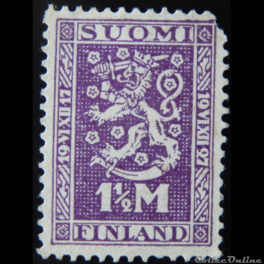 timbre europe finlande 00122 armoiries 1 1 2m de 1927