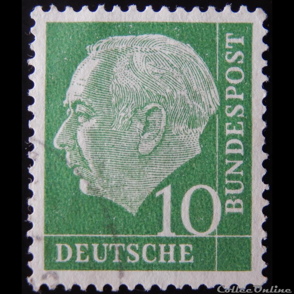 timbre europe allemagne rfa 00067 president theodor heuss 10pf de 1954