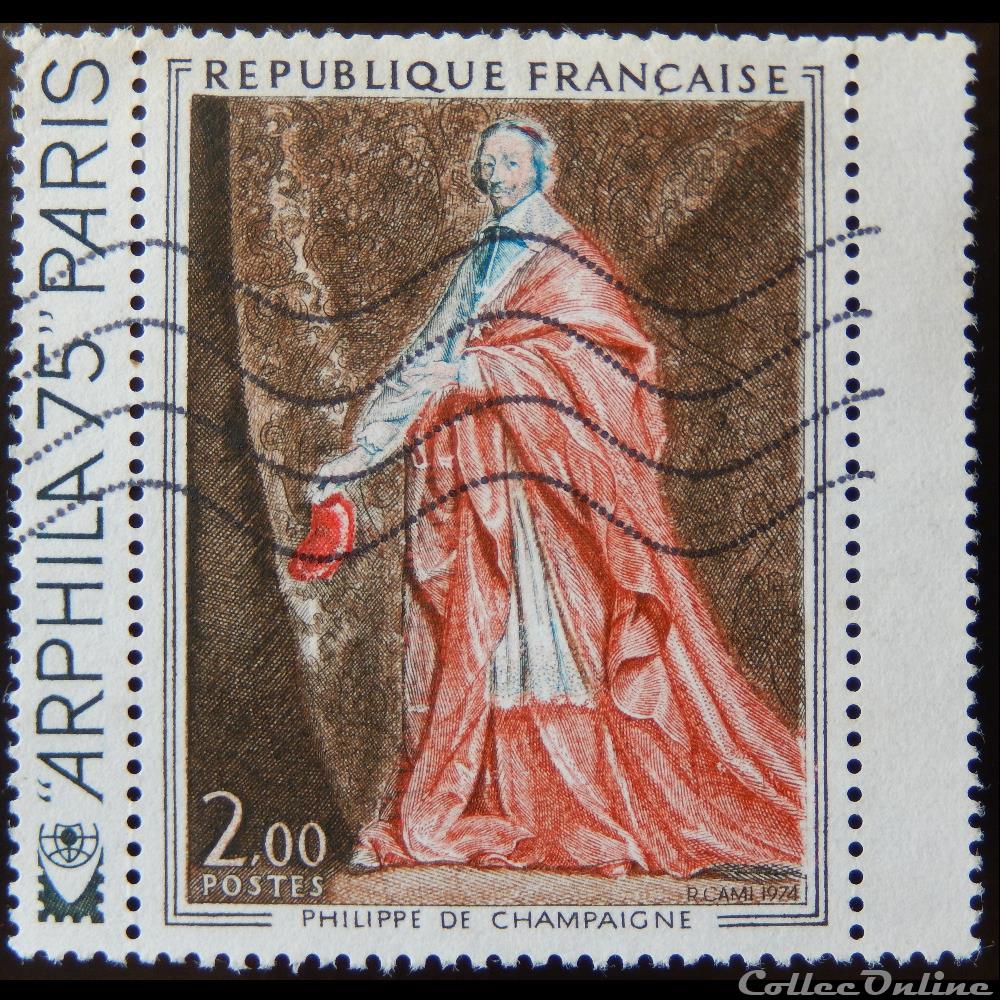 01766 Cardinal de Richelieu Tableau de Philippe de Champaigne 2F de 1974 timbre france 01766 cardinal de richelieu tableau de philippe de champaigne 2f de 1974