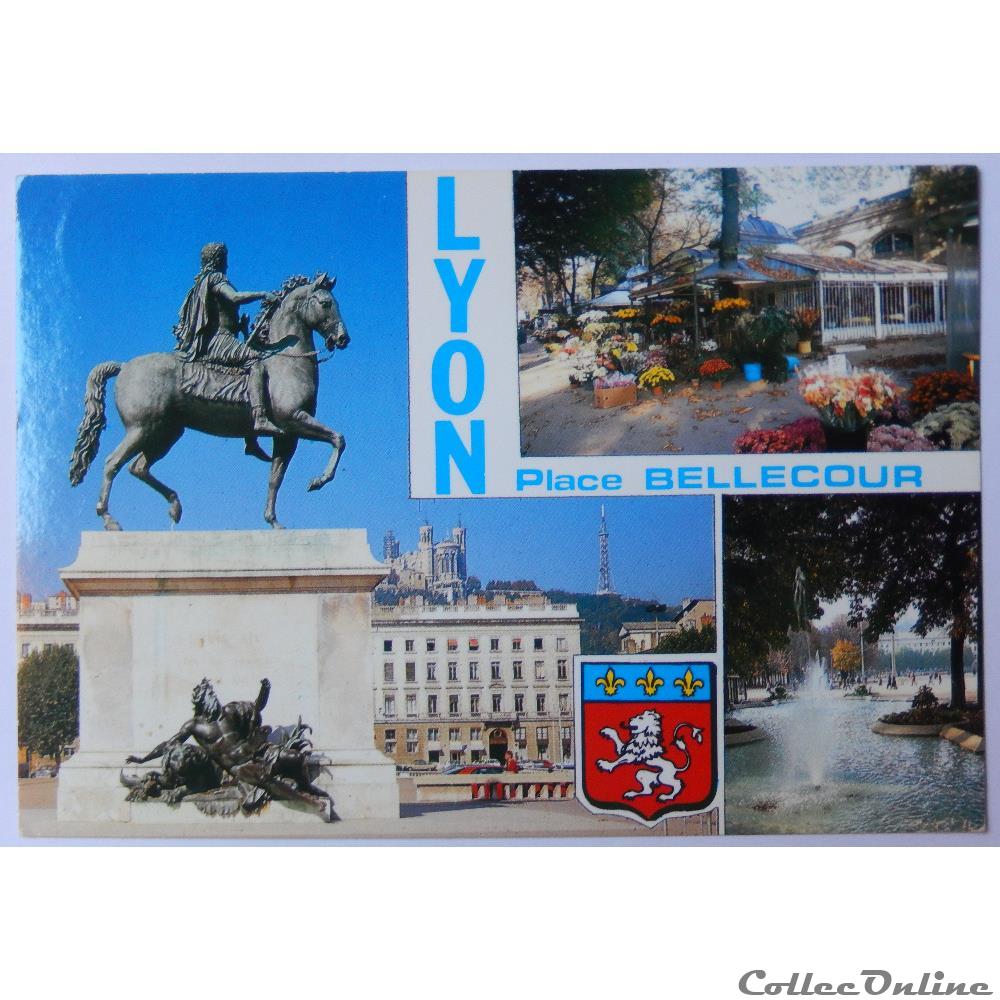 CP du Rhône, Lyon, place Bellecour carte postale france alpe cp du rhone lyon place bellecour