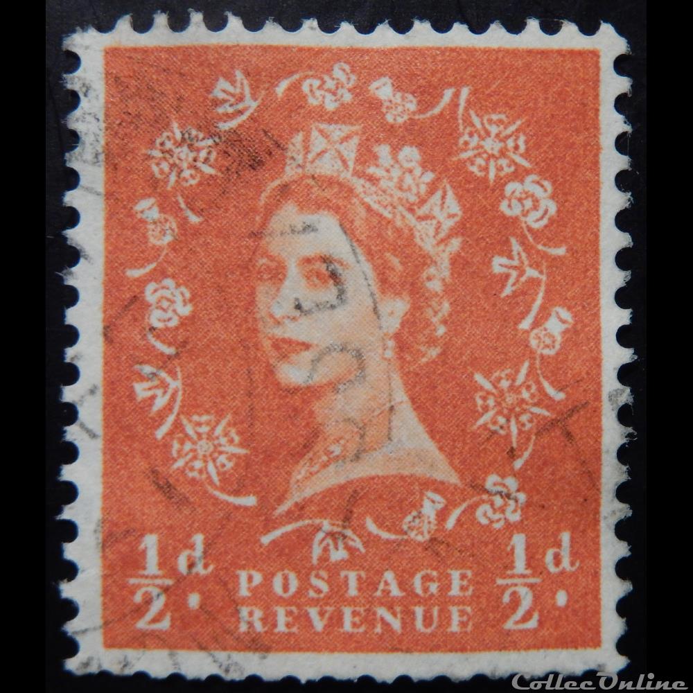 Royaume-Uni 00287 reine Elisabeth II 1/2d de 1955 timbre europe royaume uni 00287 reine elisabeth ii 1 2d de 1955