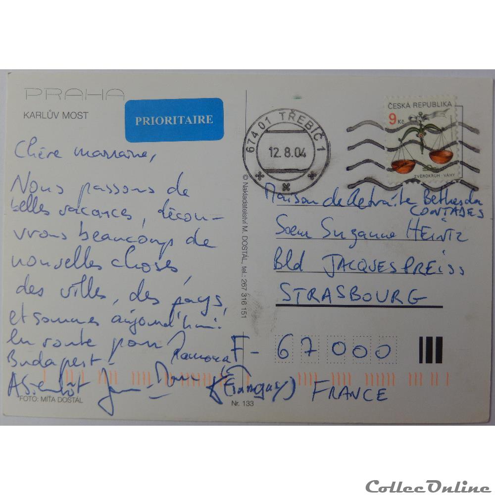 CP de la république Tchèque, Prague carte postale europe alsace cp de la republique tcheque prague