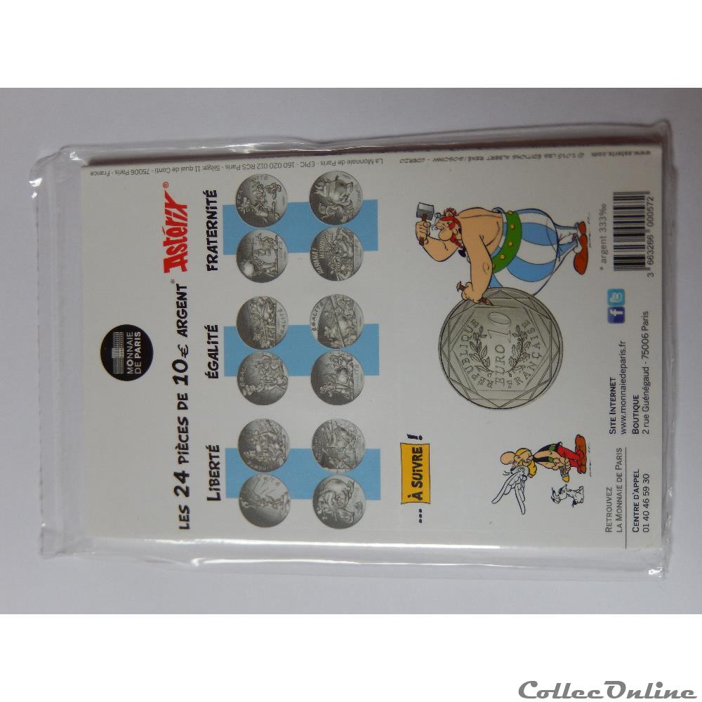 10 euros, Astérix et liberté Bonemine 2015 3 monnaie france 10 euros asterix et liberte bonemine 2015