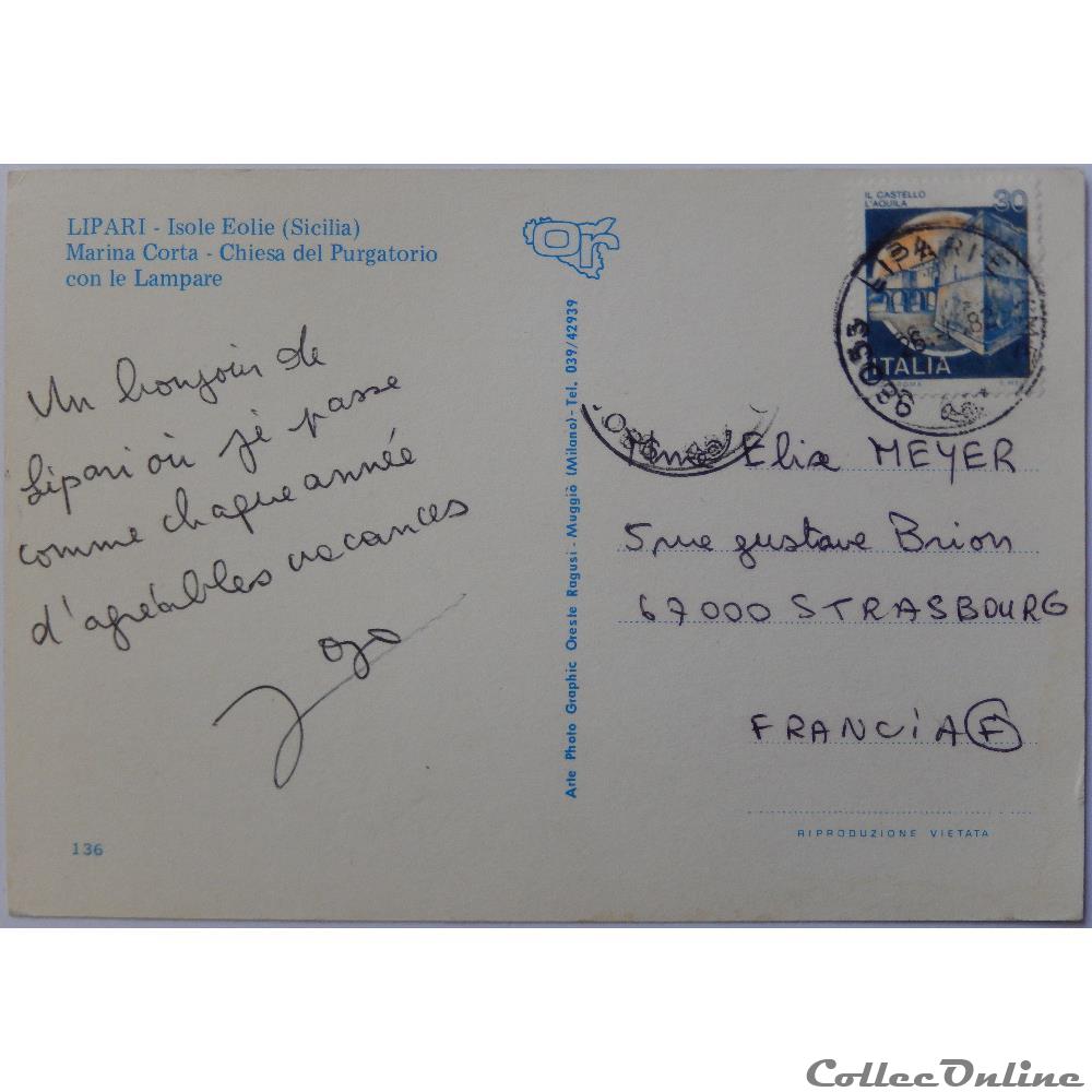 CP d'Italie, Sicile, îles Eoliennes carte postale europe rhone alpe cp italie sicile iles eoliennes