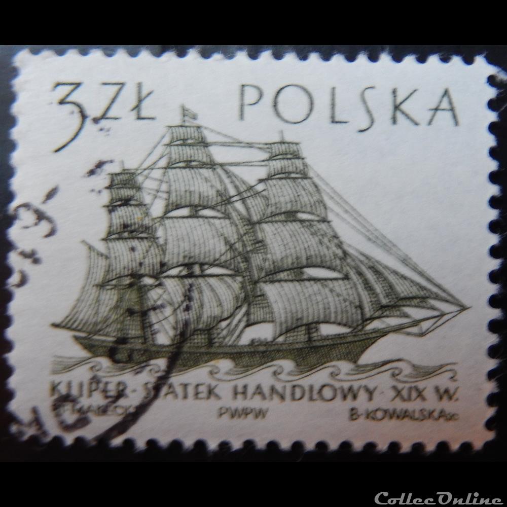 timbre europe pologne 01255 bateau vieux greement 3zt de 1964