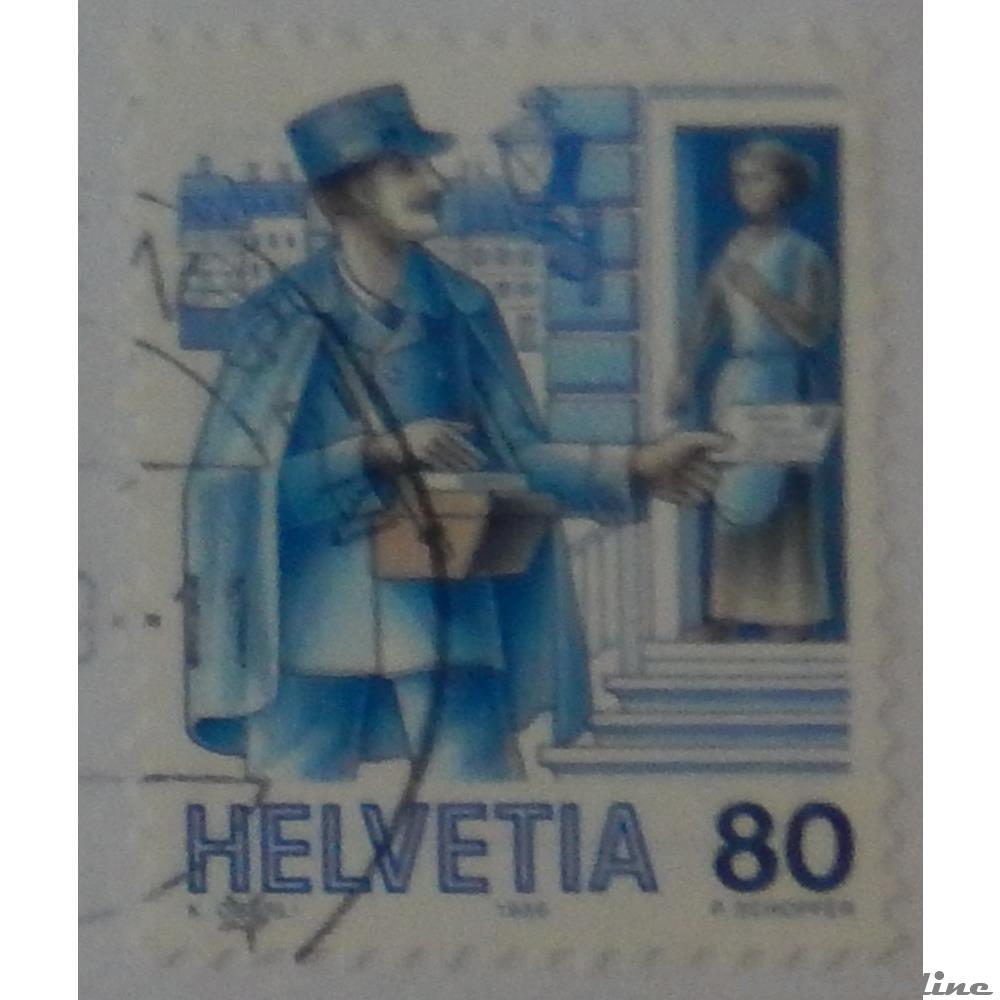 timbre europe suisse 01254a postier de ville 1900 80cts de 1986