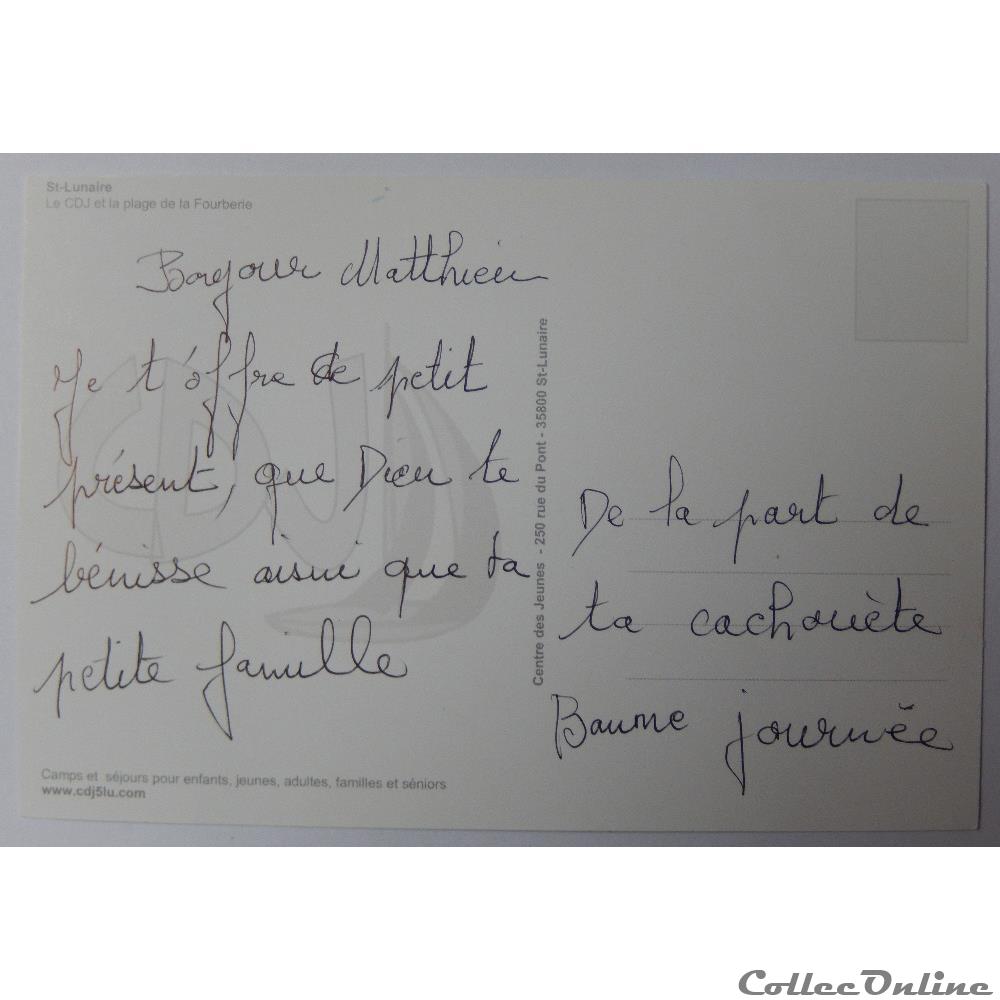 carte postale france bretagne cp de ille et vilaine saint lunaire le cdj