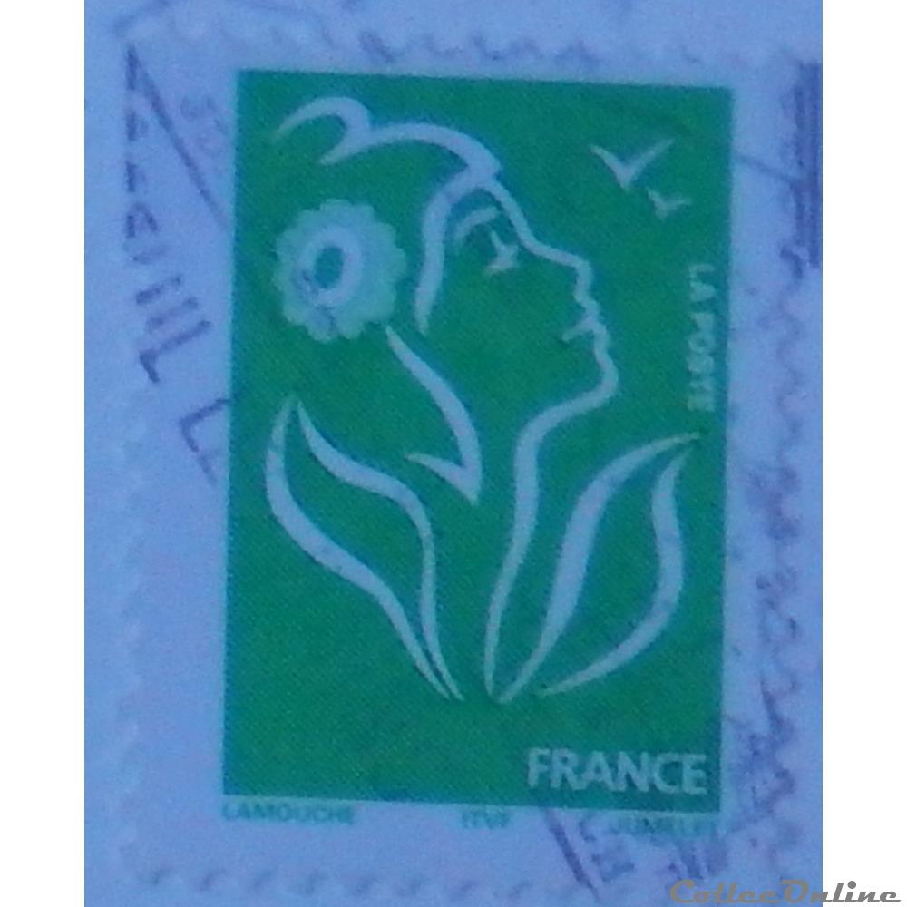 timbre france 03733 la marianne de lamouche vert sans valeur de 2005