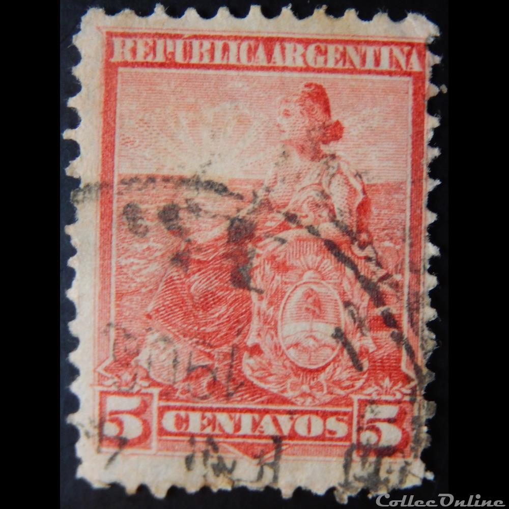 timbre amerique argentine 00115 allegorie liberte assise 5c de 1899