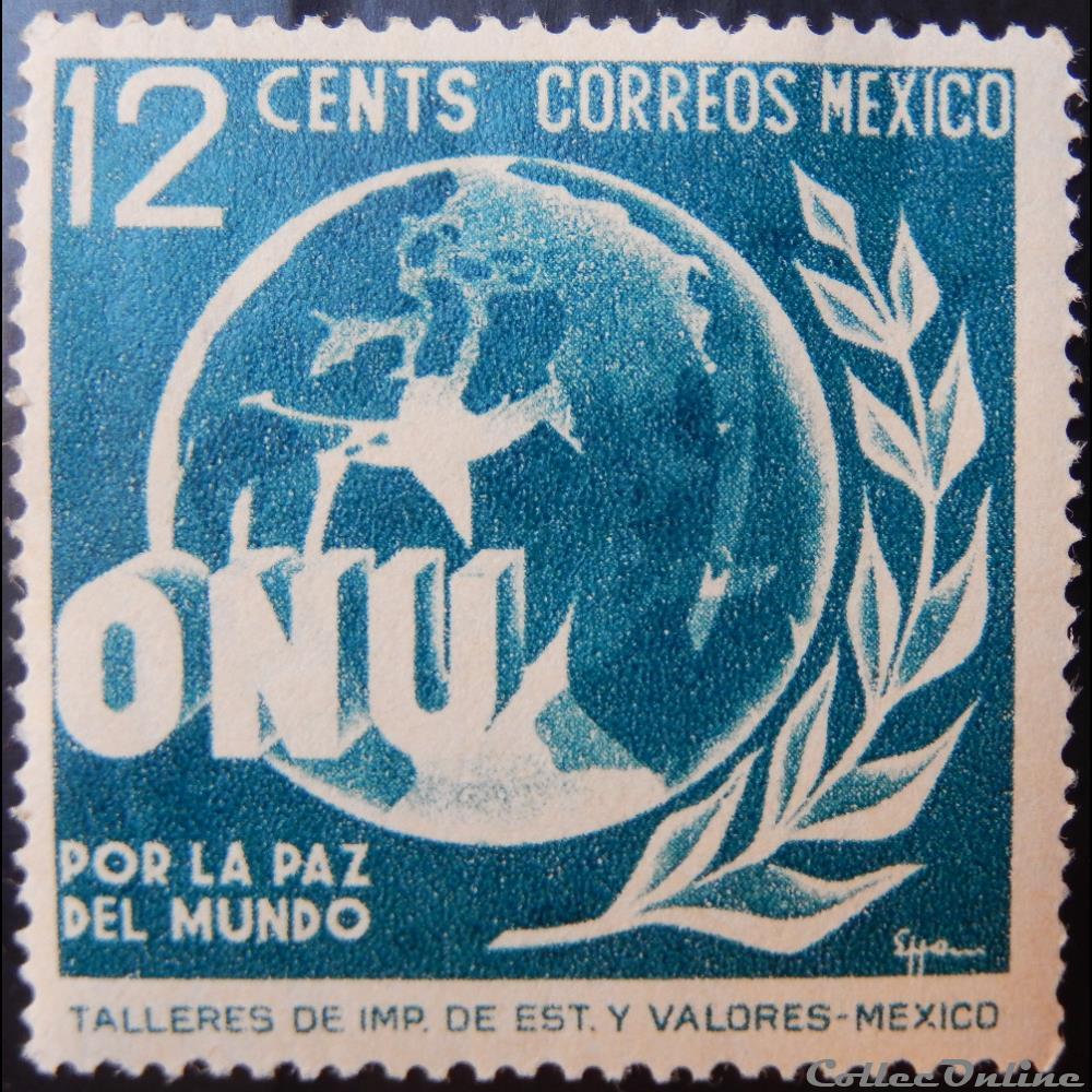 Mexique 00604 allégorie de la paix mondiale 12c de 1946 timbre amerique mexique 00604 allegorie de la paix mondiale 12c de 1946