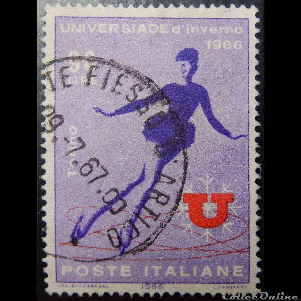 Italie 00941 jeux universitaire d'hiver 90 lires de 1966 timbre europe italie 00941 jeux universitaire hiver 90 lires de 1966
