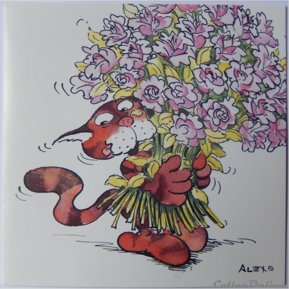 CP Peinture, chat avec bouquet carte postale provence cote d azur cp peinture chat avec bouquet