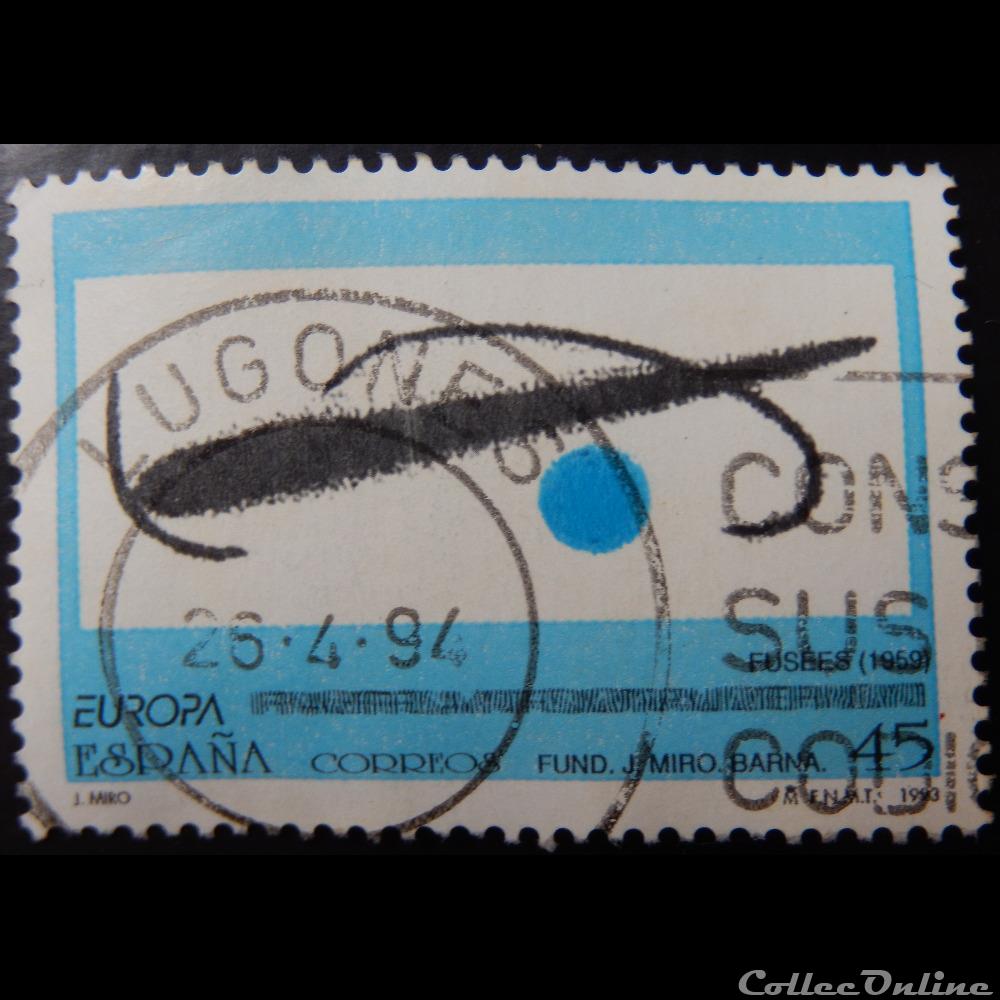 Espagne 02843 peinture de Joan Miro 45Ptas de 1993 timbre europe espagne 02843 peinture de joan miro 45ptas de 1993