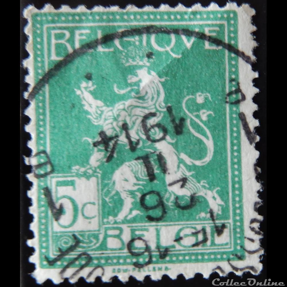 Belgique 00110 lion debout 5c de 1912 timbre europe belgique 00110 lion debout 5c de 1912
