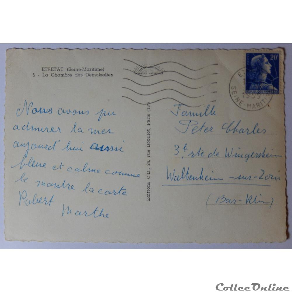 carte postale france haute normandie cpa de seine maritime etretat la chambre des demoiselles