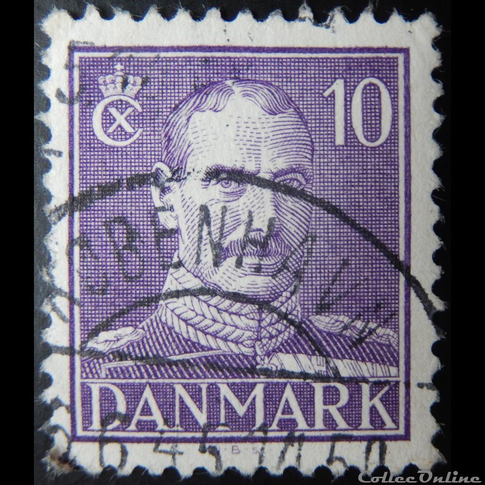 Danemark 00282 roi Christian X de 10ore de 1942 timbre europe danemark 00282 roi christian x de 10ore de 1942