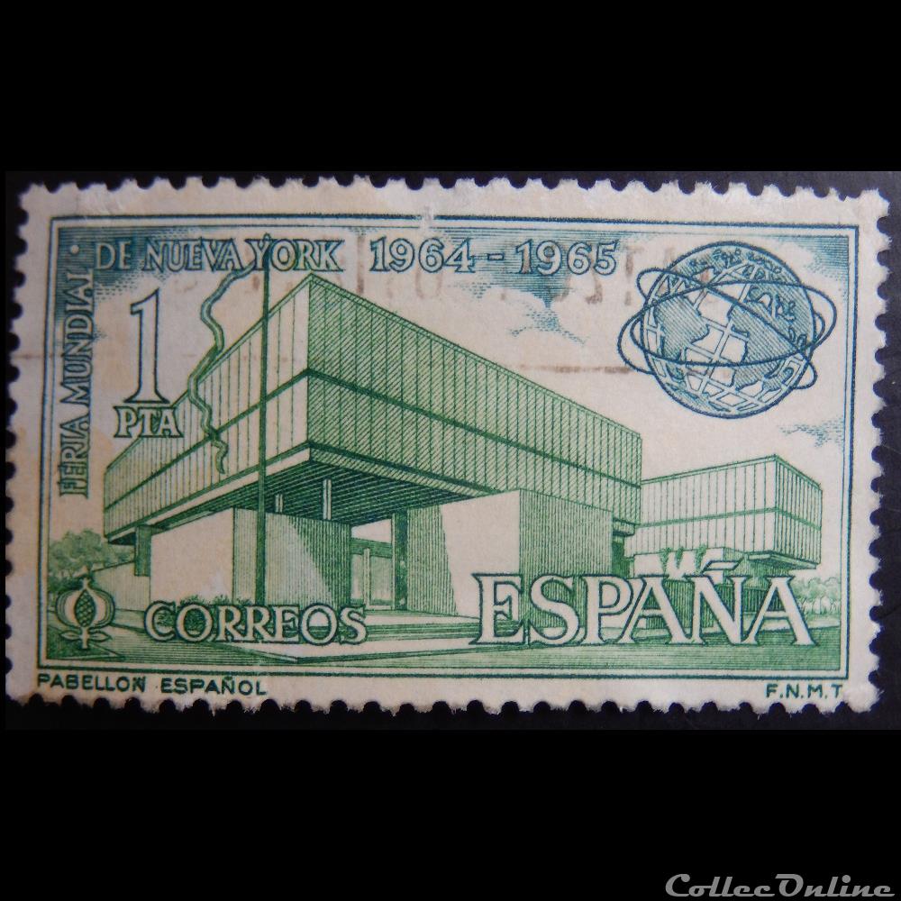 Espagne 01242 foire mondiale de New-York 1Pta de 1964 timbre europe espagne 01242 foire mondiale de new york 1pta de 1964
