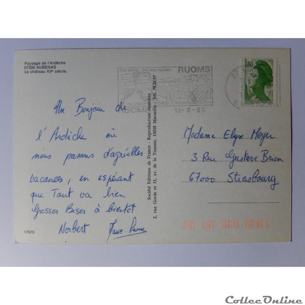 CP de l'Ardèche, Aubenas carte postale france rhone alpe cp de ardeche aubenas