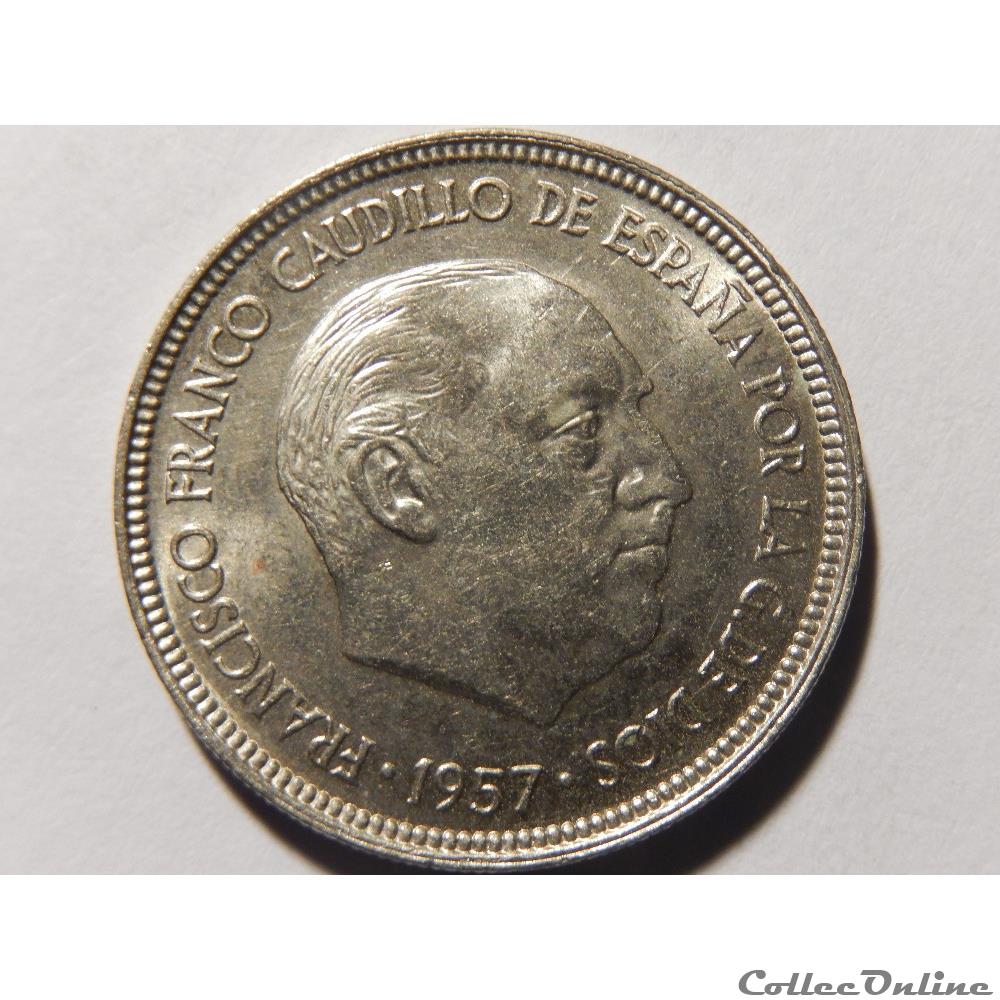 Espagne, 5 pesetas de 1957 2 monnaie monde espagne 5 pesetas de 1957