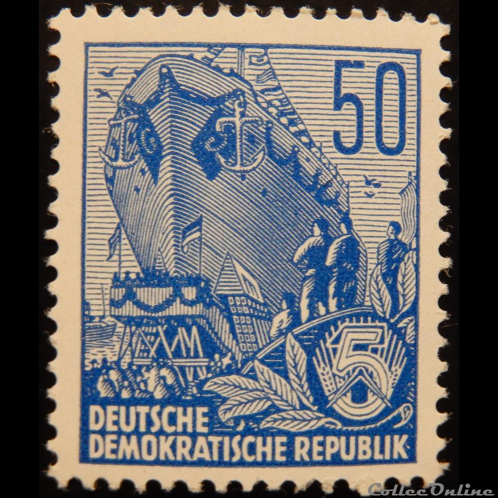 Allemagne RDA 00321B chantier naval 50pf de 1959 timbre europe allemagne rda 00321b chantier naval 50pf de 1959