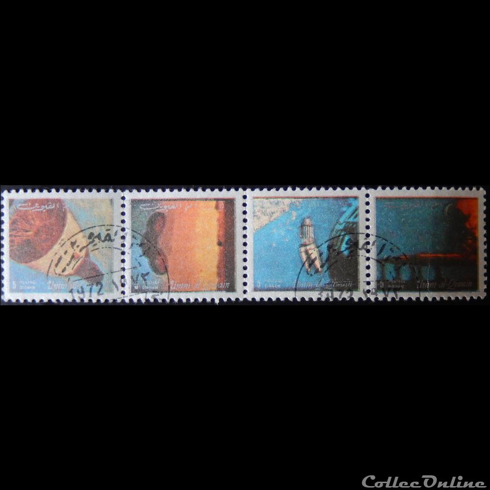 timbre asie emirat arabe uni umm al quwain 00871a voyage spatial scene 13 5d de 1972