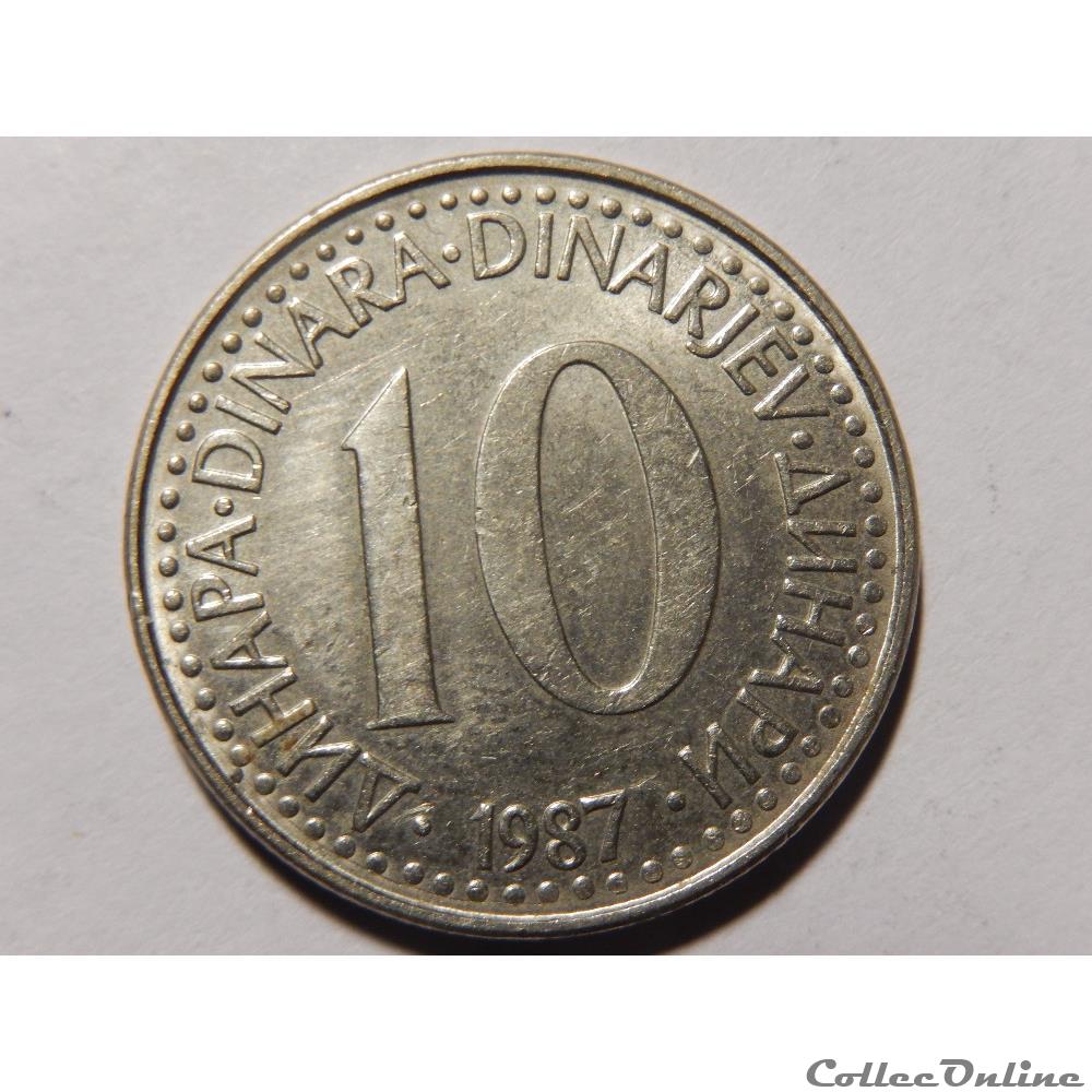 monnaie monde yougoslavie 10 dinara de 1987