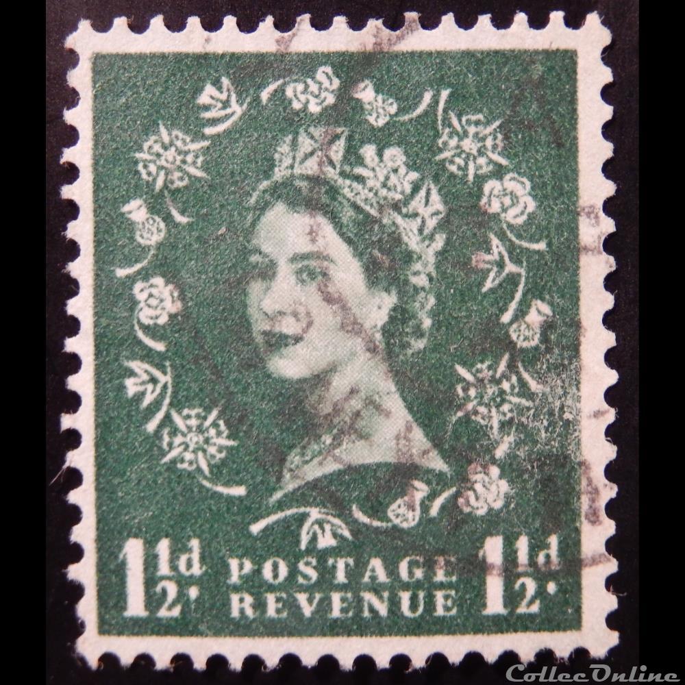 timbre europe royaume uni 00289 reine elisabeth ii 1 1 2d de 1955