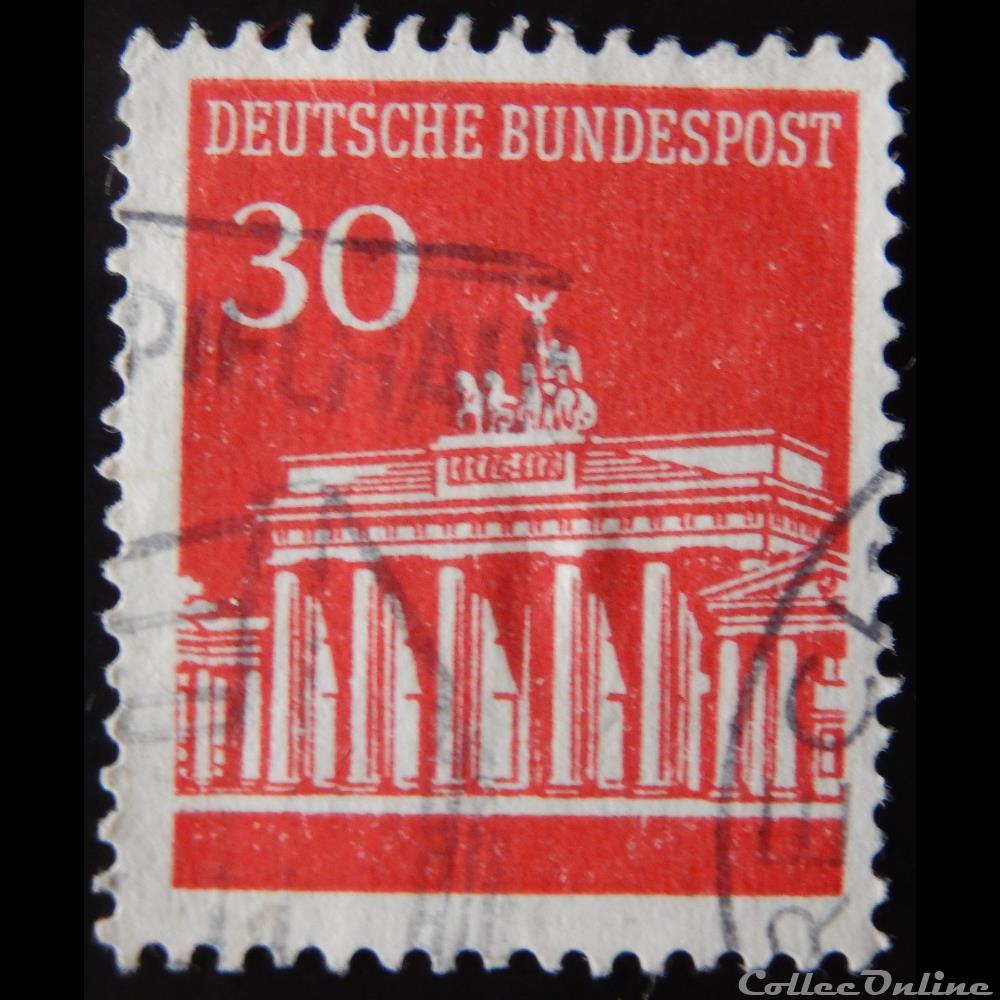 Allemagne RFA 00370 porte de Brandenburg, Berlin 30pf de 1966 timbre europe allemagne rfa 00370 porte de brandenburg berlin 30pf de 1966
