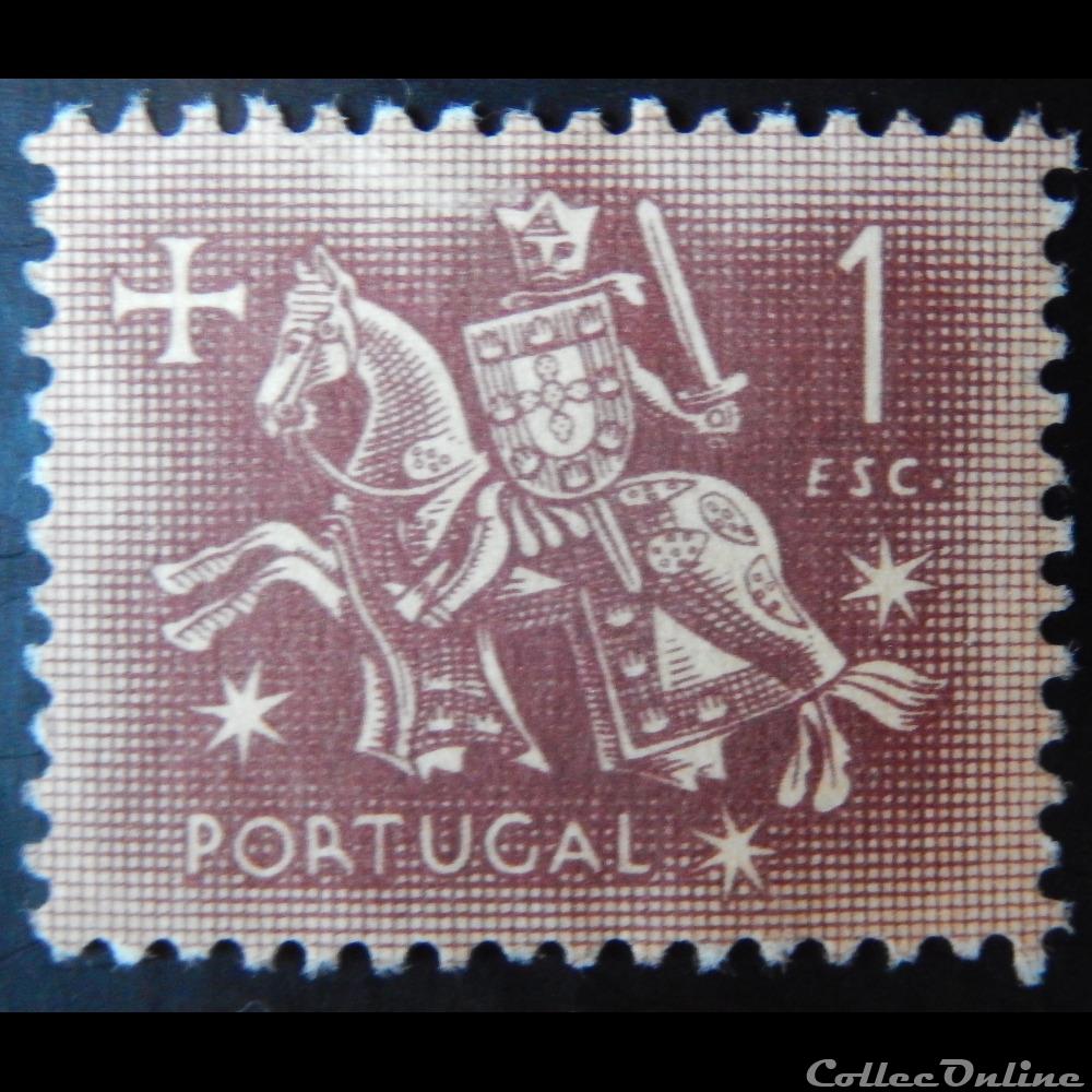 Portugal 00779 chevalier à cheval 1$ de 1953 2 timbre europe portugal 00779 chevalier a cheval 1 de 1953