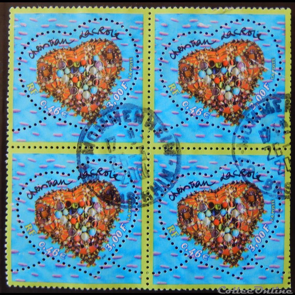 timbre france 03368 saint valentin le coeur de christian lacroix 3f 0 46 de 2001