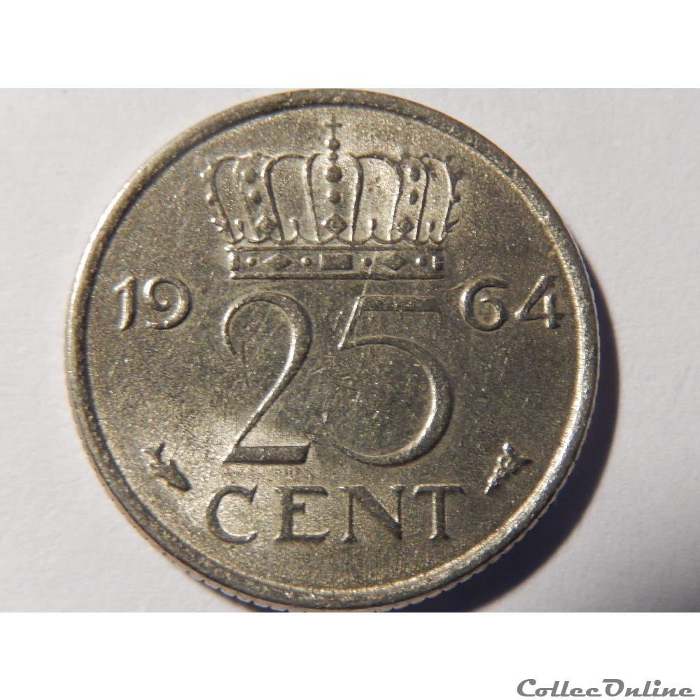 Pays-Bas, 25 cent de 1964 monnaie monde pays bas 25 cent de 1964