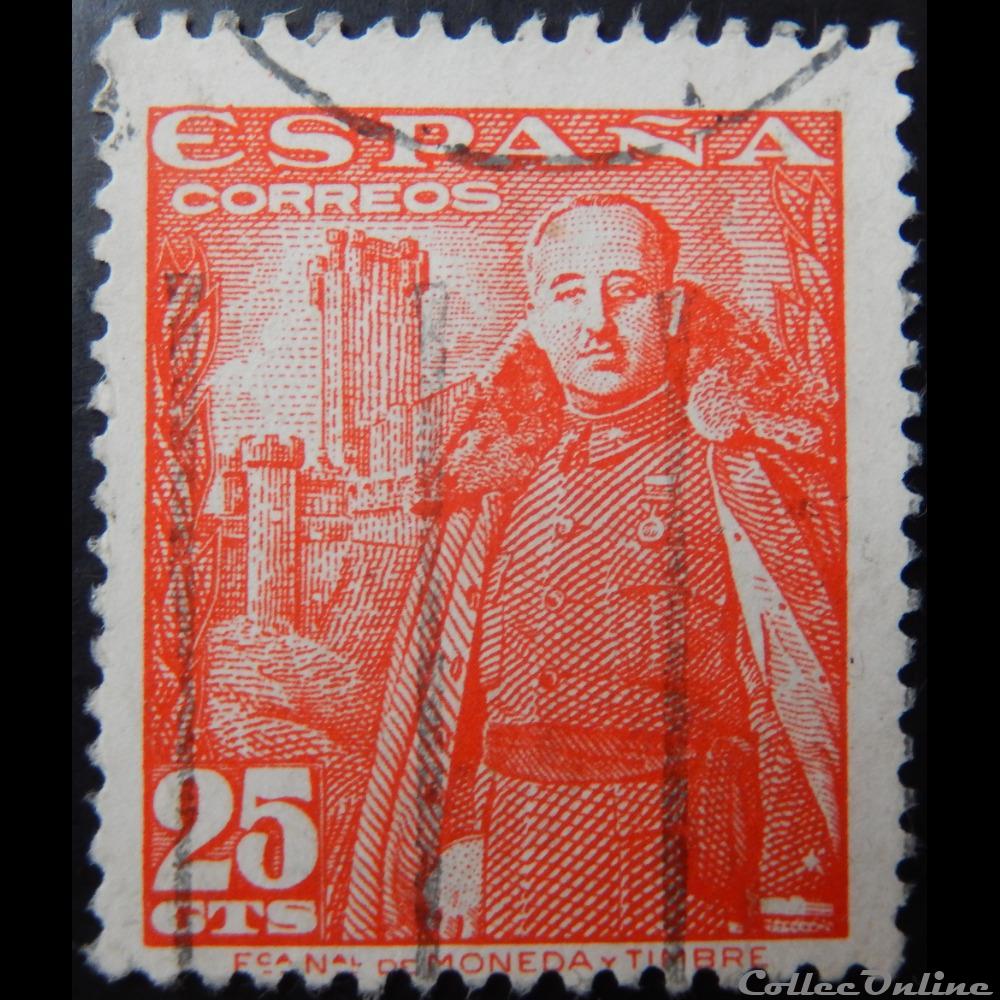 timbre europe espagne 00766 general francisco franco 25c de 1948
