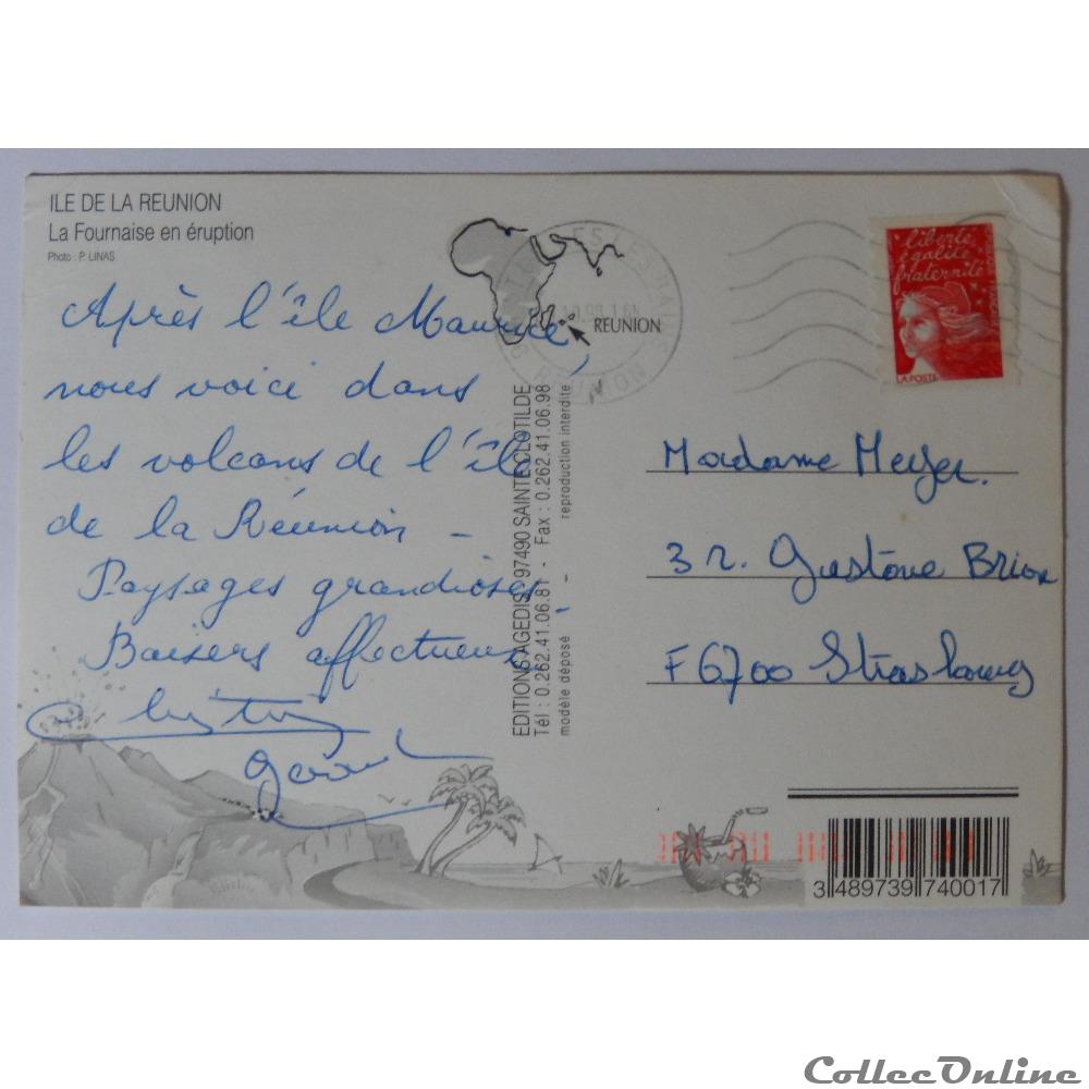 CP de La Réunion, éruption de mars 1998 carte postale france outre mer cp de la reunion eruption de mars 1998