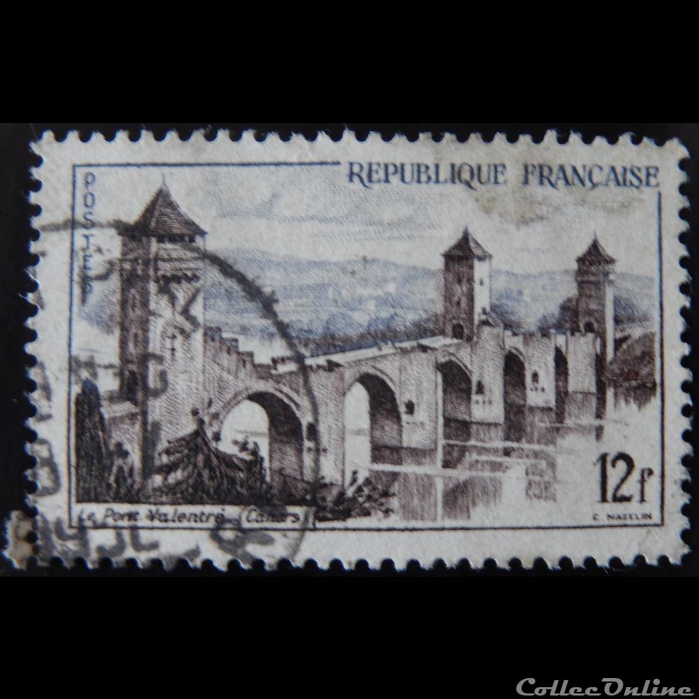 01039 Cahors - Le pont Valentré 12F de 1955 4 timbre france 01039 cahors le pont valentre 12f de 1955