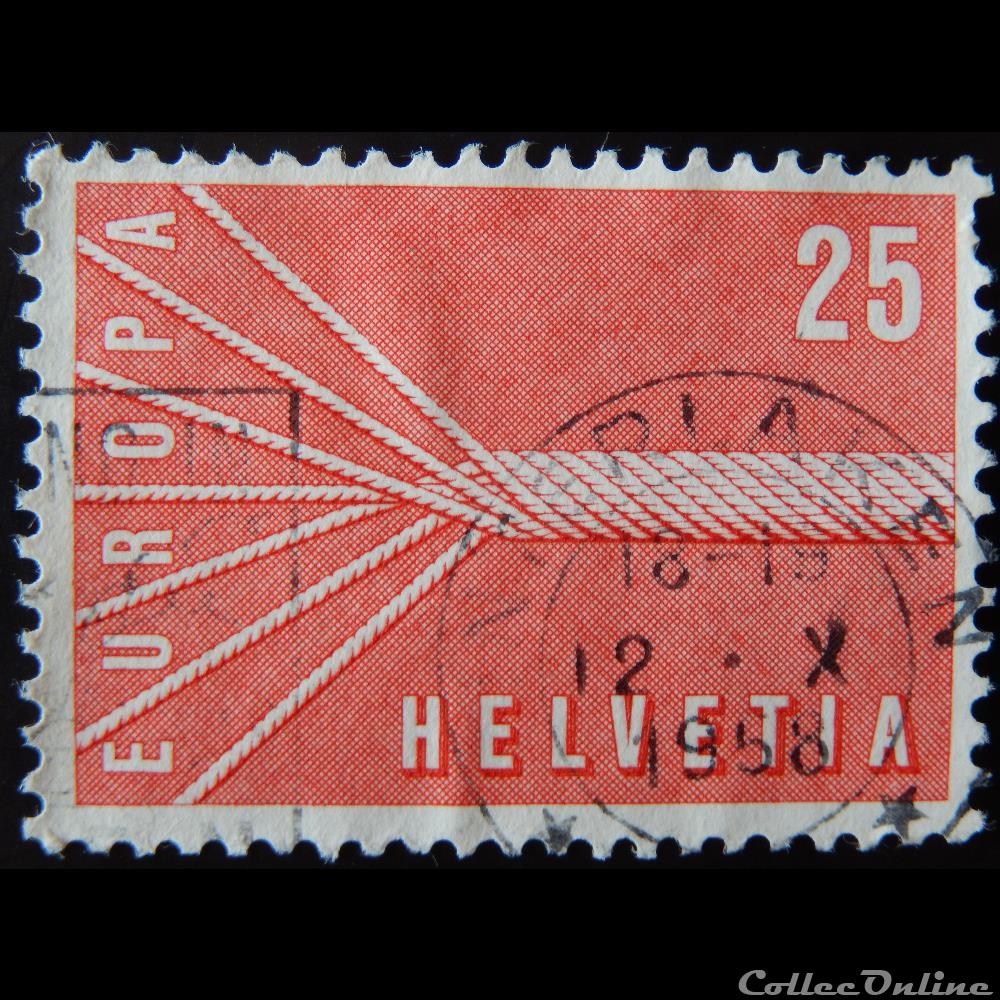 Suisse 00595 Cable à 7 brins 25cts de 1957 timbre europe suisse 00595 cable a 7 brins 25cts de 1957