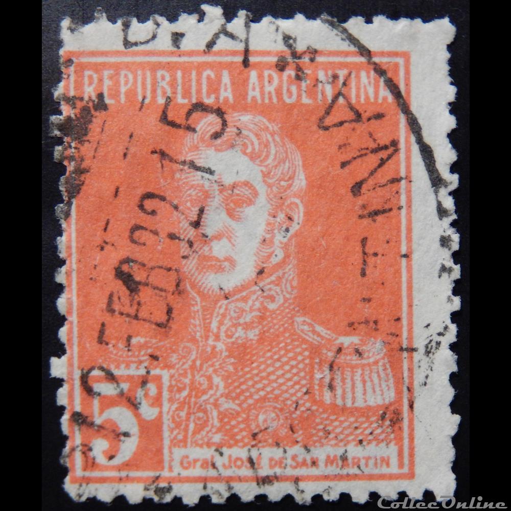 timbre amerique argentine 00301 general jose francisco de san martin 5c de 1924