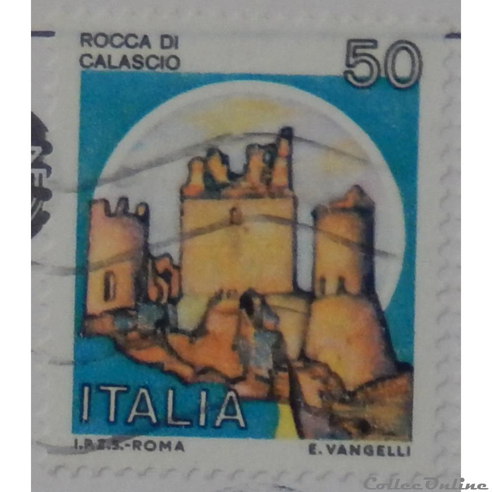 Italie 01437 château de Calascio 50 lires de 1980 3 timbre europe italie 01437 chateau de calascio 50 lires de 1980