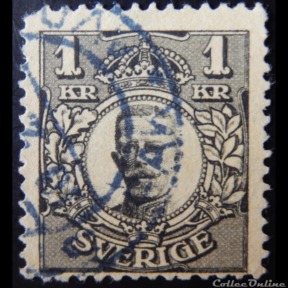 Suède 00060 roi Gustave V 1kr de 1911 timbre europe suede 00060 roi gustave v 1kr de 1911