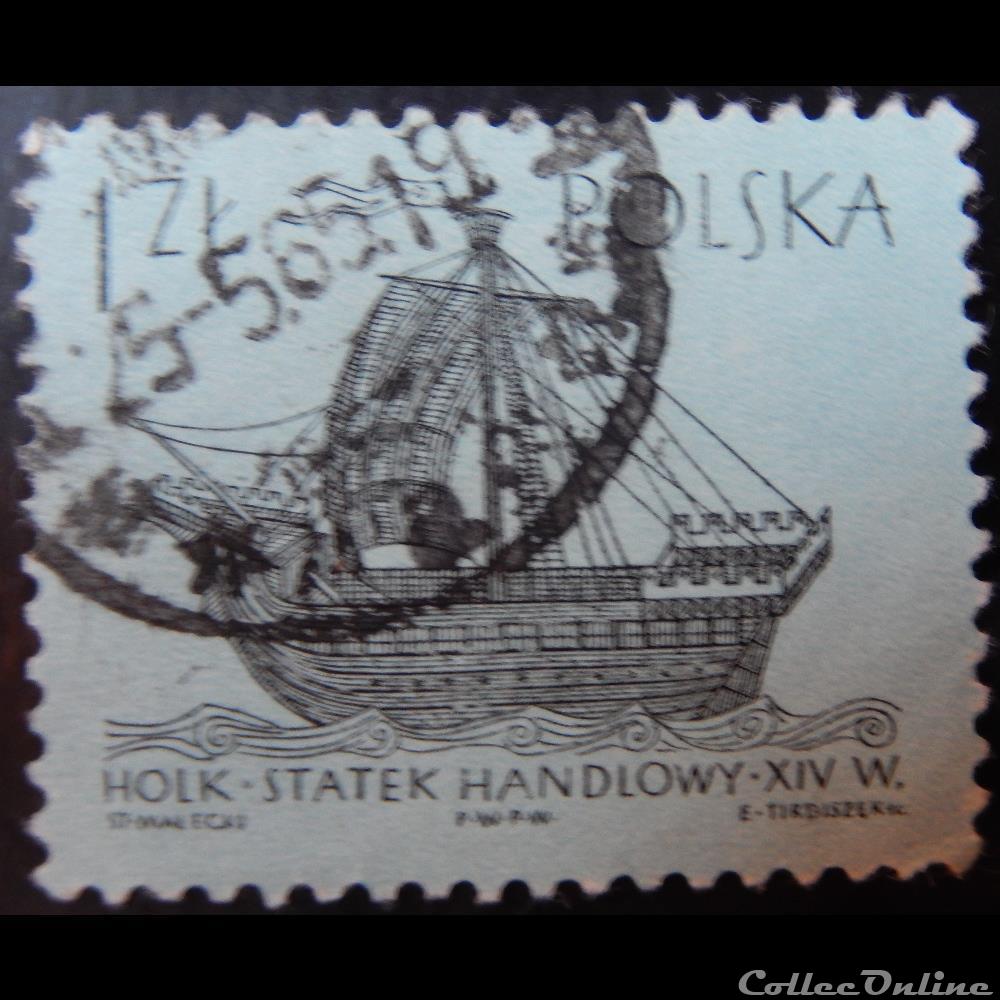Pologne 01421 bateau Holk 1Zt de 1965 timbre europe pologne 01421 bateau holk 1zt de 1965