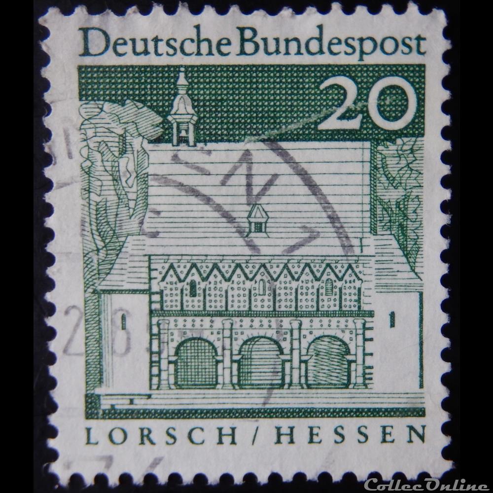 Allemagne RFA 00392 abbaye de Lorsch, Hessen 20pf de 1967 3 timbre europe allemagne rfa 00392 abbaye de lorsch hessen 20pf de 1967