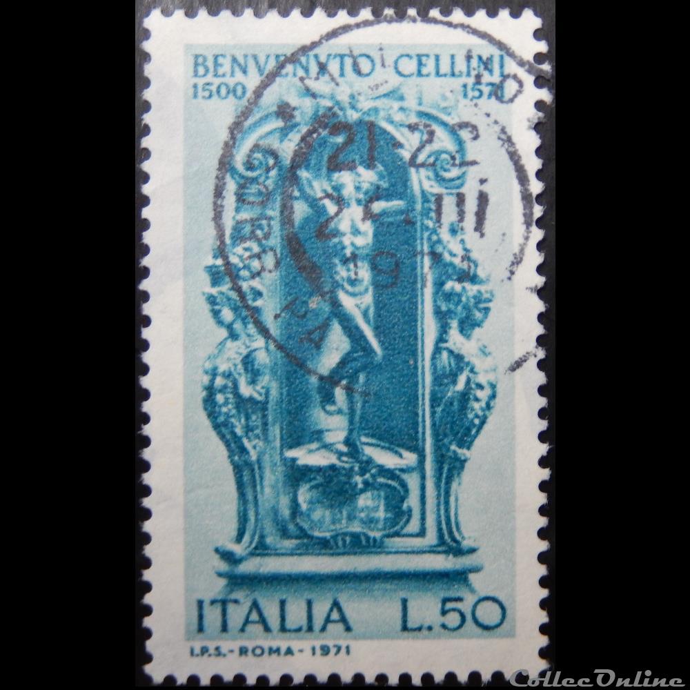 Italie 01068 B. Cellini 50 lires de 1971 timbre europe italie 01068 b cellini 50 lires de 1971