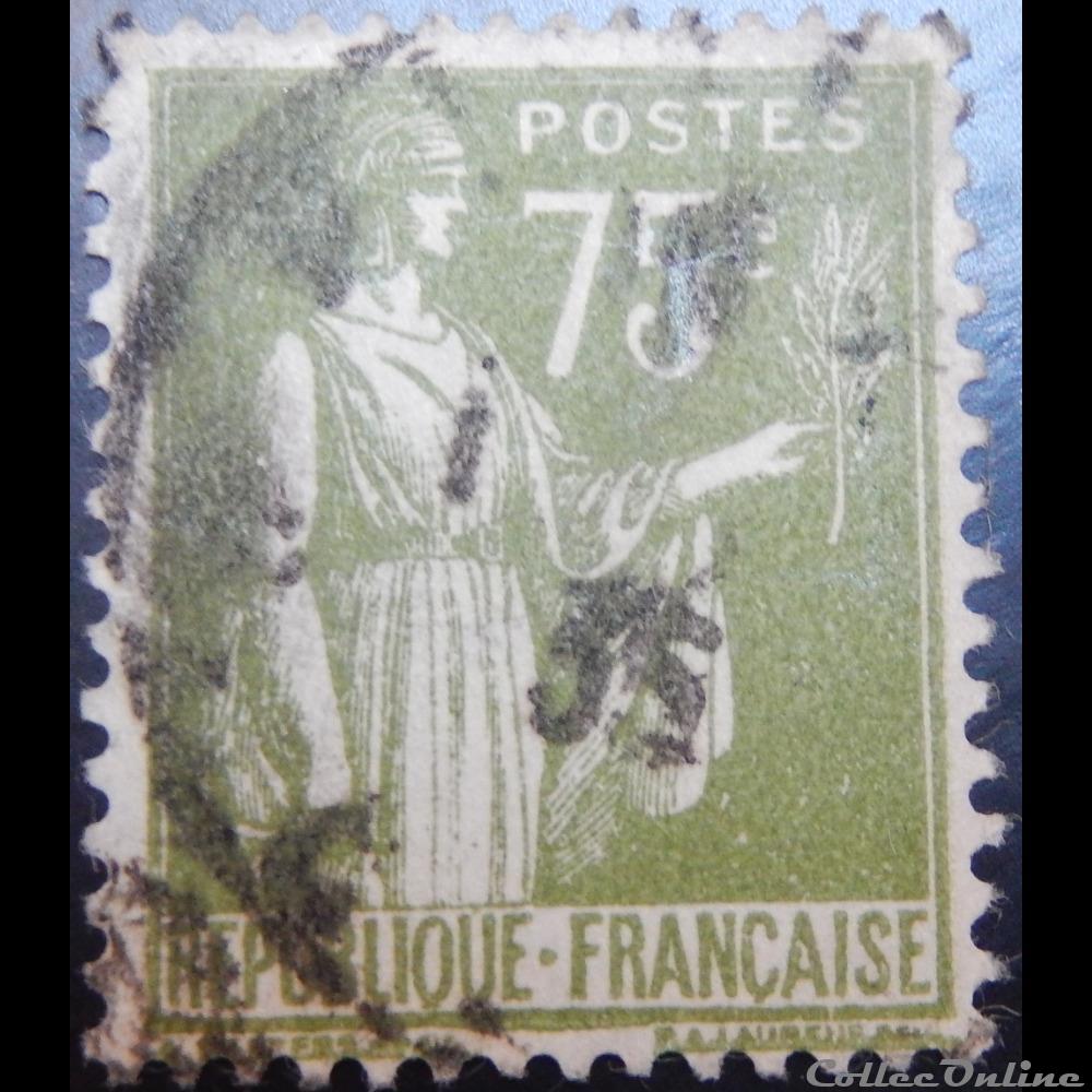 timbre france 00284a type paix 1ere serie 75cts olive