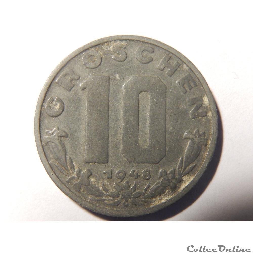 Autriche, 10 Groschen 1948 monnaie monde autriche 10 groschen 1948