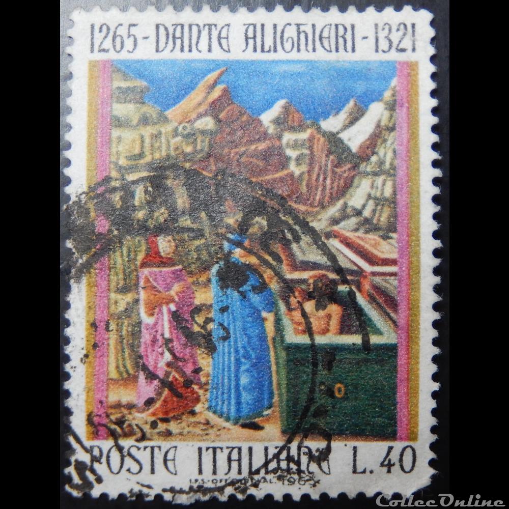 Italie 00930 Dante Alighieri 40 lires de 1965 timbre europe italie 00930 dante alighieri 40 lires de 1965