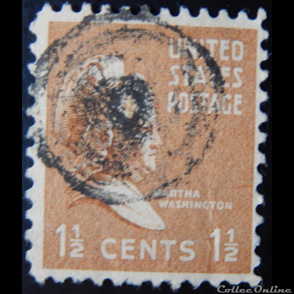 Etats Unis 00370 Martha Washington 1 1/2c de 1938 timbre amerique etats unis 00370 martha washington 1 1 2c de 1938